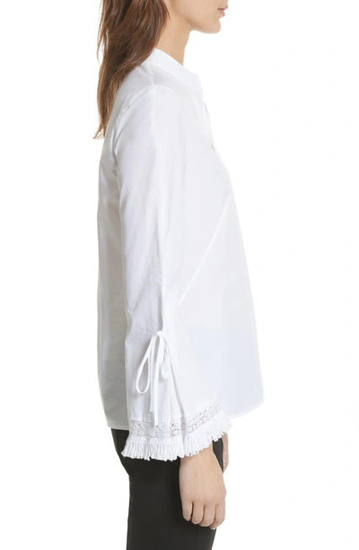 Shop Tory Burch Sophie Tie Sleeve Cotton Blouse In White