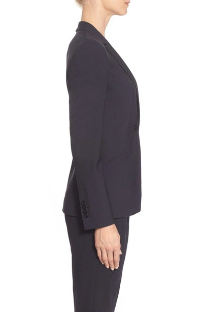 Shop Hugo Boss Jabina Tropical Stretch Wool Jacket In Navy