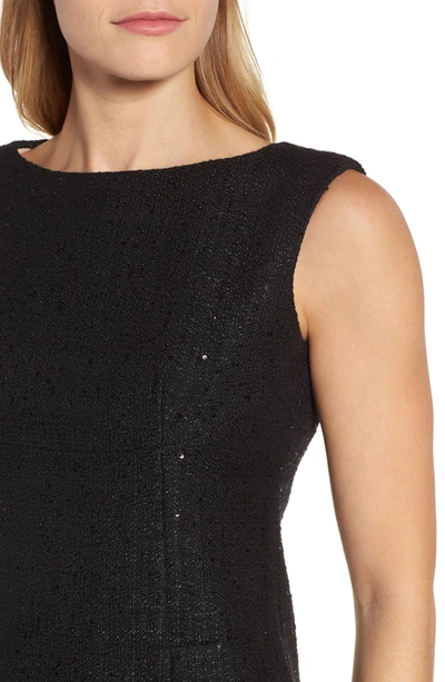 Shop Anne Klein New York Sequin Tweed Sheath Dress In Black/ Black