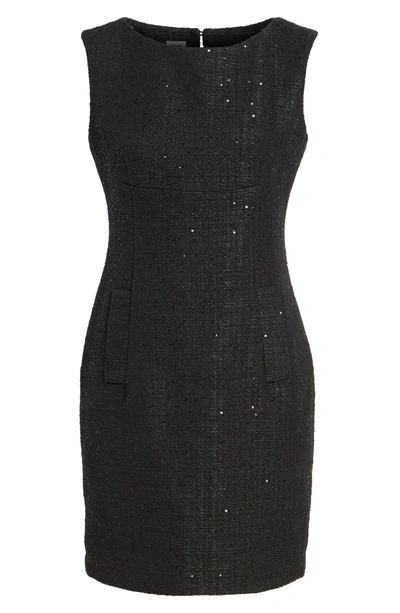 Shop Anne Klein New York Sequin Tweed Sheath Dress In Black/ Black