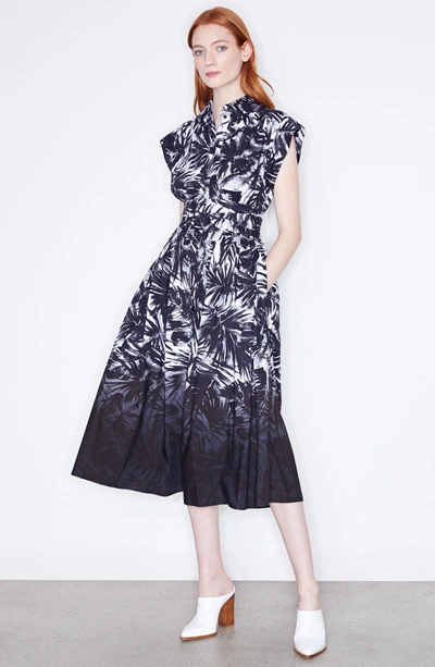 Shop Michael Kors Dip Dye Wrap Waist Shirtdress In Black Multi