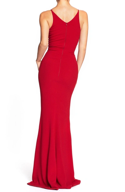 Dress The Population Iris Slit Crepe Gown In Garnet