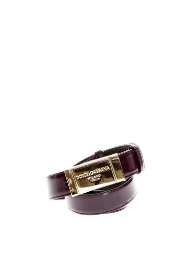 Shop Dolce & Gabbana Dauphine Leather Reversible Belt In Basic