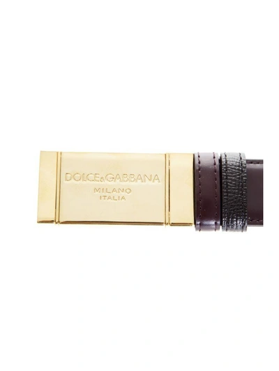 Shop Dolce & Gabbana Dauphine Leather Reversible Belt In Basic