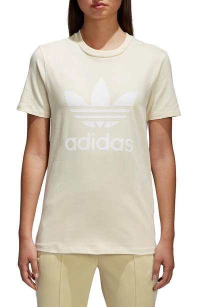 Shop Adidas Originals Trefoil Tee In Mist Sun / White