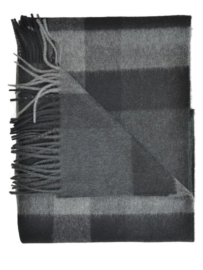 Shop Burberry Half Mega Check Scarf In Charcoal