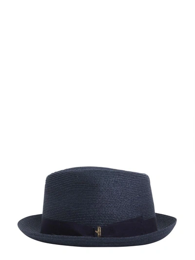 Shop Borsalino Short Brim Straw Panama Hat In Blu