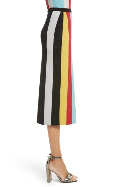 Shop Diane Von Furstenberg Metallic Stripe Knit Pencil Skirt In Orchid Multi