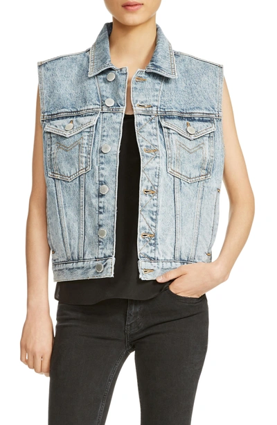 Shop Maje Benedict Denim Vest In Blue