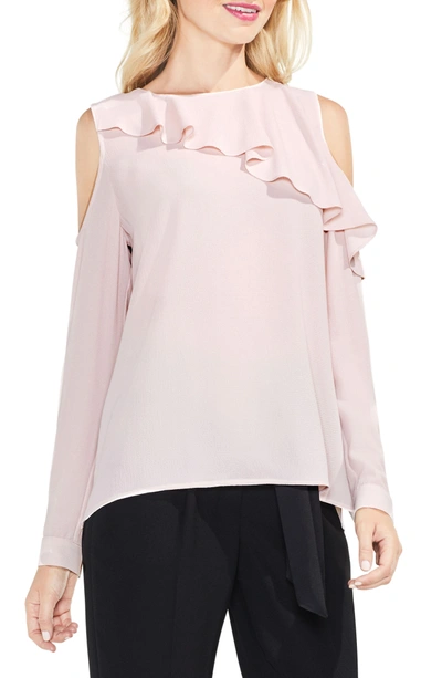 Shop Vince Camuto Ruffle Cold Shoulder Top In Hush Pink
