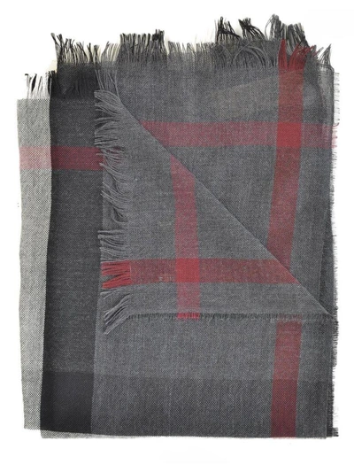 Shop Burberry Wool And Cashmere Scarf In Charcoal
