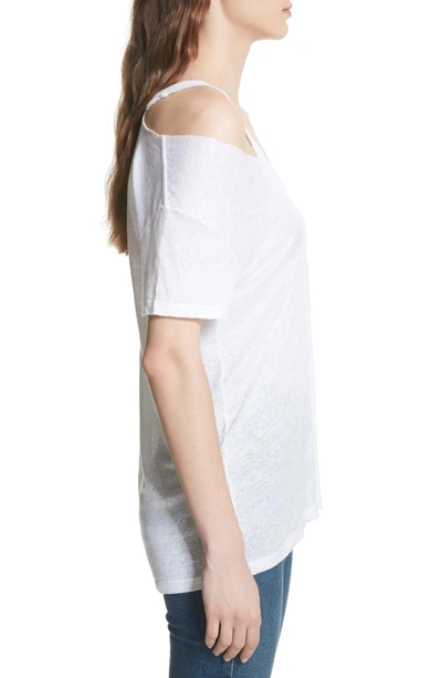 Shop Iro Balria Cold Shoulder Linen Tee In White