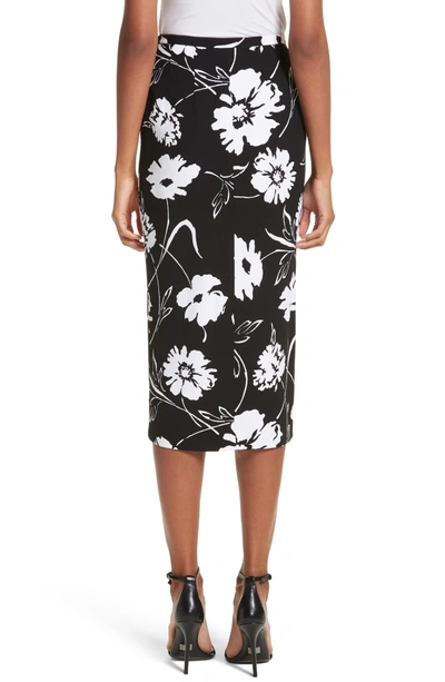 Shop Michael Kors Floral Print Pencil Skirt In Black / White