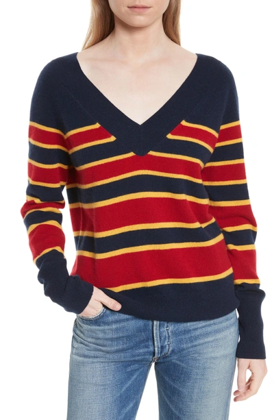 Shop Equipment Dorothy Stripe Cashmere Sweater In Peacoat Multi