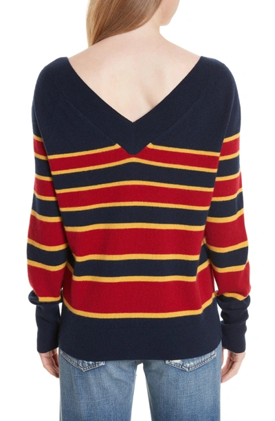 Shop Equipment Dorothy Stripe Cashmere Sweater In Peacoat Multi