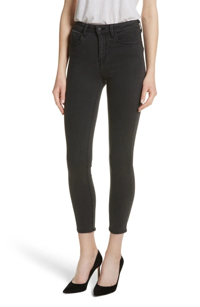 Shop L Agence Margot Coated Crop Skinny Jeans In Coal