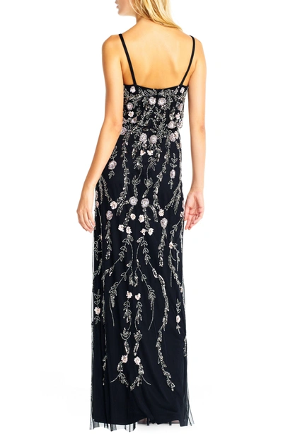 Shop Adrianna Papell Mesh Blouson Gown In Black Multi