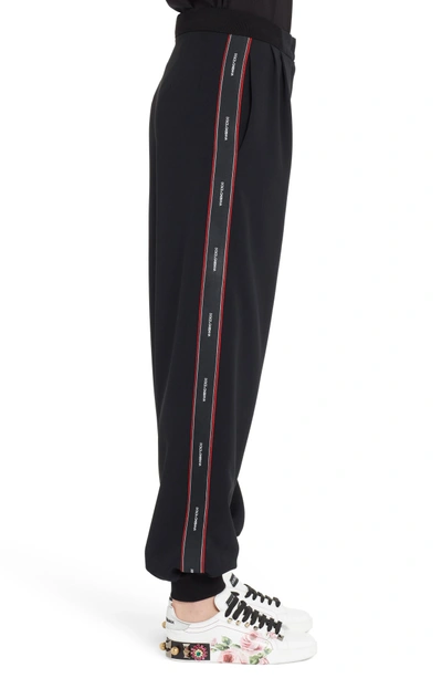 Shop Dolce & Gabbana Logo Stripe Cady Joggers In Black