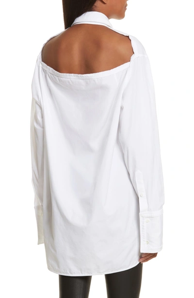 Shop Helmut Lang Cutout Cotton Poplin Shirt In Bright White