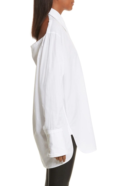 Shop Helmut Lang Cutout Cotton Poplin Shirt In Bright White