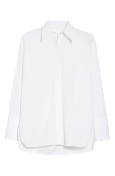 Shop Helmut Lang Cutout Cotton Poplin Shirt In Bright White