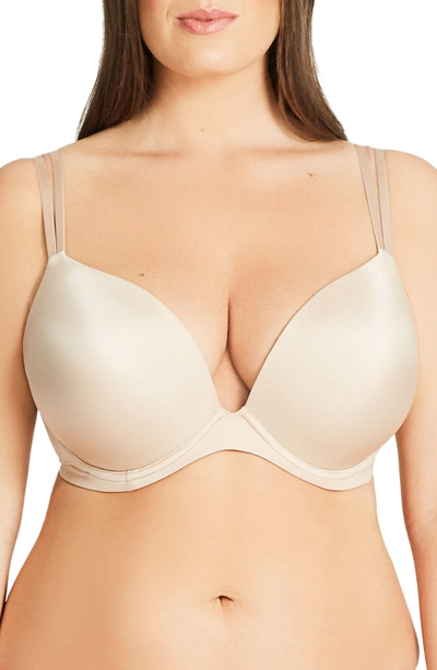 City Chic Smooth & Chic Underwire T-shirt Bra In Latte