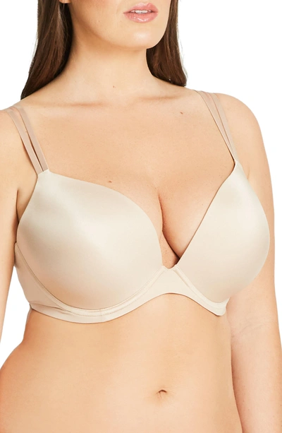 City Chic Smooth & Chic Underwire T-shirt Bra In Latte