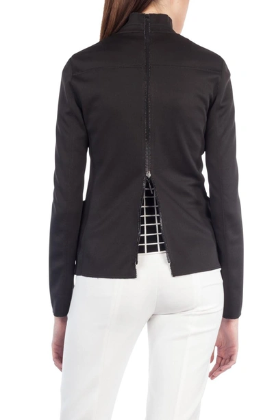 Shop Akris Punto Grid Print Reversible Blazer In Black/ Cream