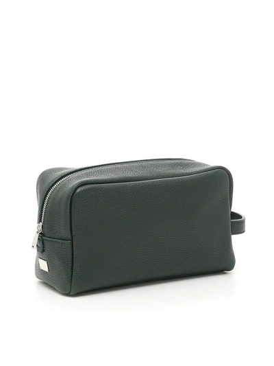 Shop Dolce & Gabbana Grain Calfskin Pouch In Boscoverde