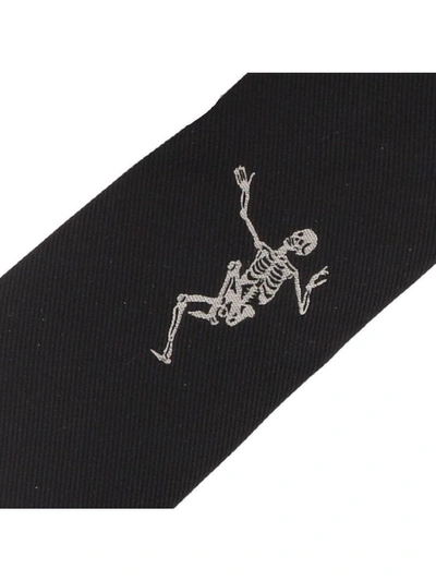 Shop Alexander Mcqueen Place Dancing Skeleton Tie In Black-ivory