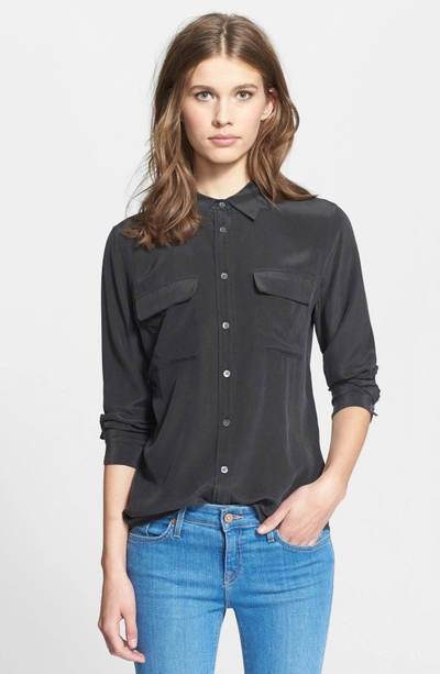 Shop Equipment 'slim Signature' Silk Shirt In True Black