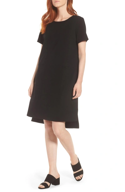 Shop Eileen Fisher Tencel Blend Knit Shift Dress In Black