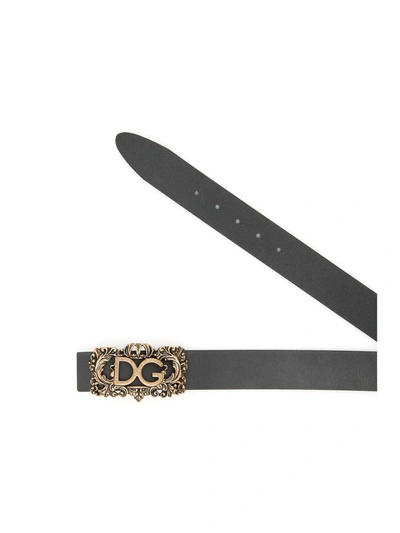 Shop Dolce & Gabbana Lux Leather Logo Belt In Neronero