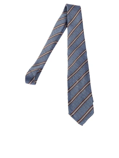 Shop Luigi Borrelli Striped Pattern Tie In Azure