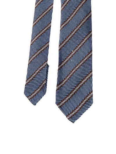 Shop Luigi Borrelli Striped Pattern Tie In Azure