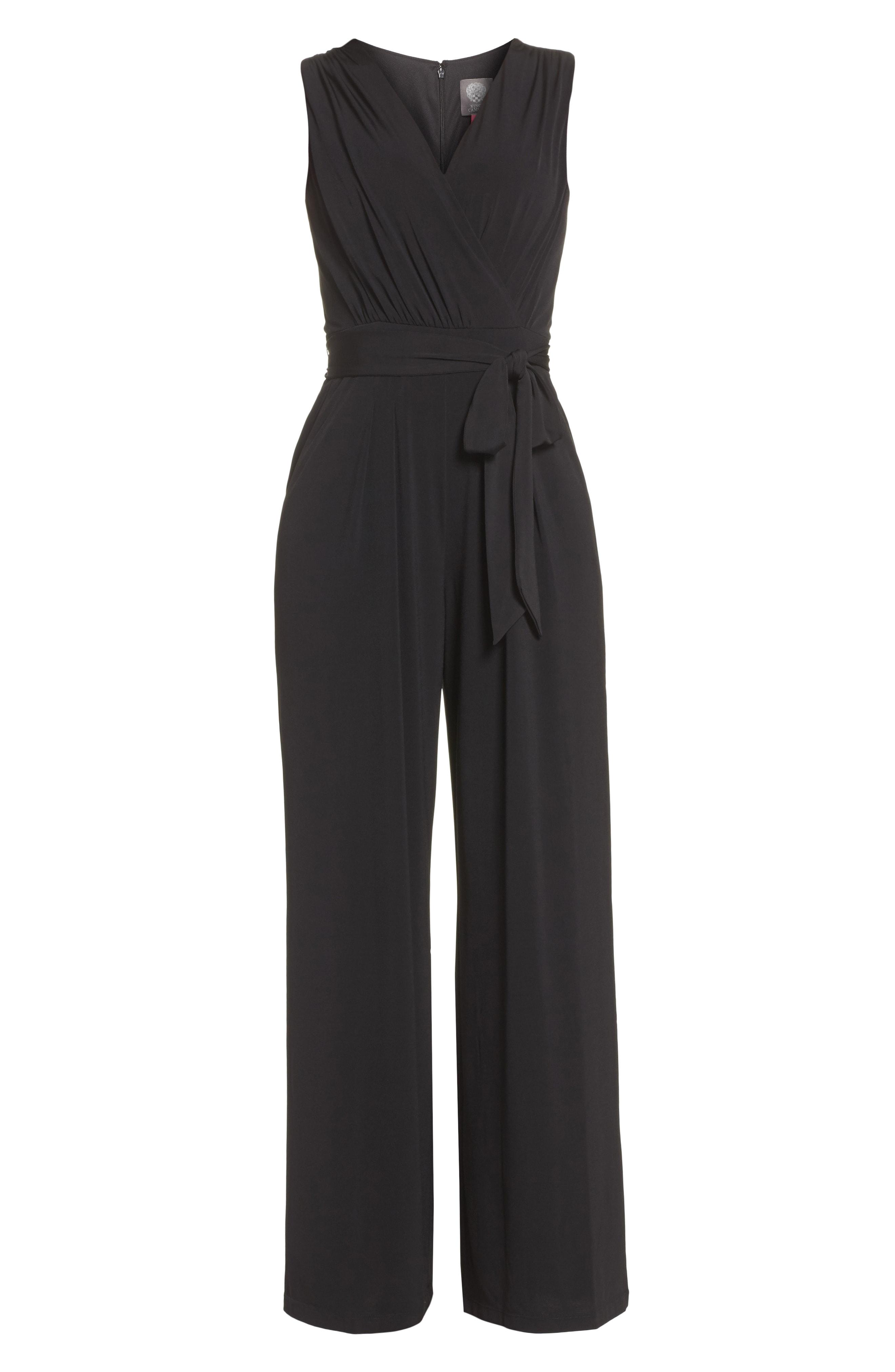 vince camuto faux wrap jersey jumpsuit
