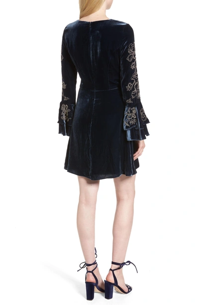 Shop Parker Donatella Bell Sleeve Velvet Dress In Eclipse