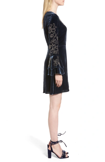 Shop Parker Donatella Bell Sleeve Velvet Dress In Eclipse