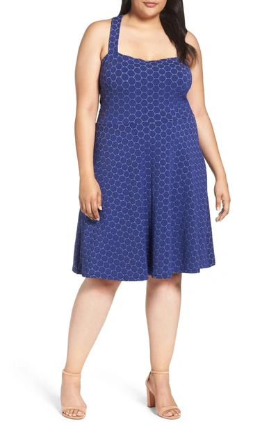 Shop Leota Fit & Flare Dress In Navy Cameo