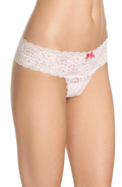 Shop Skarlett Blue 'obsessed' Lace Thong In Soft Pink