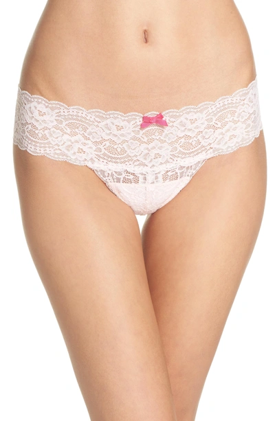 Shop Skarlett Blue 'obsessed' Lace Thong In Confetti / Soft Pink