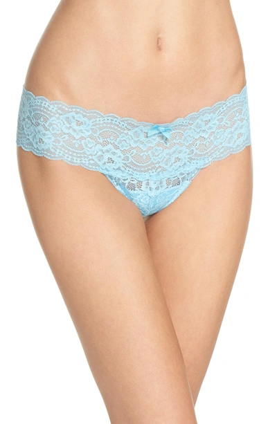 Shop Skarlett Blue 'obsessed' Lace Thong In Blue Topaz