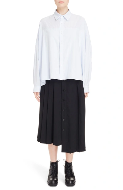 Shop Y's Pleated Button Front Wool Skirt In Black