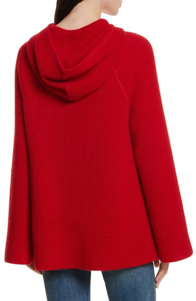 Shop Elizabeth And James Tristan Thermal Cashmere Hoodie In Bright Red