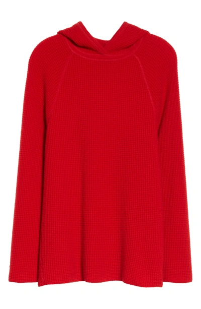 Shop Elizabeth And James Tristan Thermal Cashmere Hoodie In Bright Red