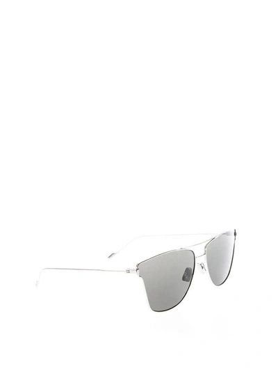 Shop Saint Laurent Silver Titanium Sun Glasses Classic 51t In Silver Grey