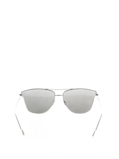 Shop Saint Laurent Silver Titanium Sun Glasses Classic 51t In Silver Grey