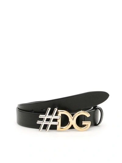 Shop Dolce & Gabbana Logo Belt In Neronero