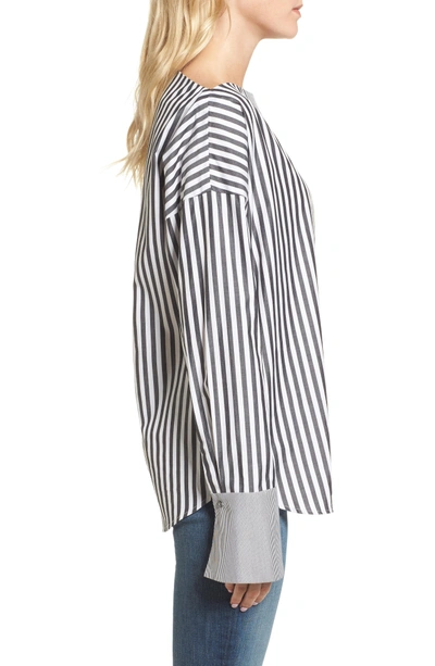 Shop Ag Famke Stripe Blouse In Black/ White