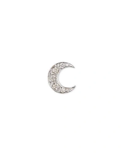 Shop Sydney Evan 14k Pave Diamond Crescent Moon Single Stud Earring In White Gold